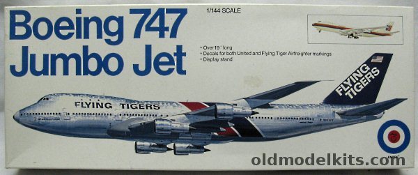 Entex 1/144 Boeing 747 Jumbo Jet - United Airlines or Flying Tigers Airfreighter, 8560 plastic model kit